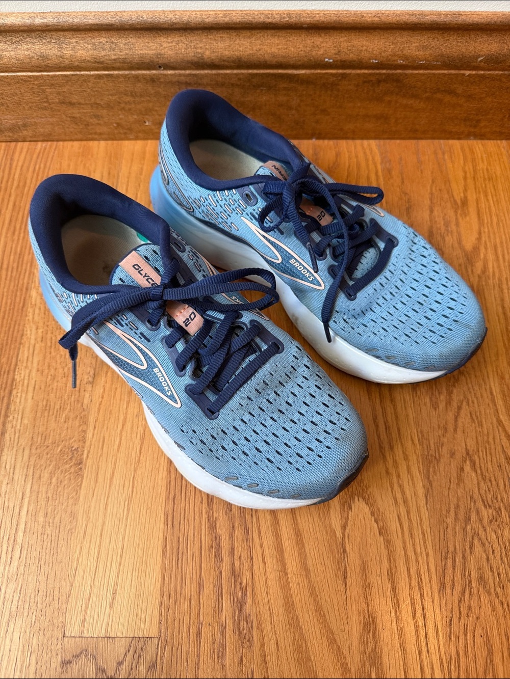Brooks Glycerin 20 Womens Running Shoes Blue Peach 1203691B478 Size 8